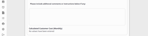 Additional Comments box to add details