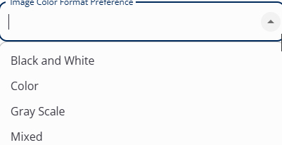 Scanning-Image Color Format Preference drop down including Black and White, Color, Gray Scale, and Mixed