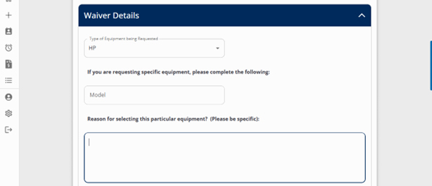 Waiver-Details-Equipment-Reason