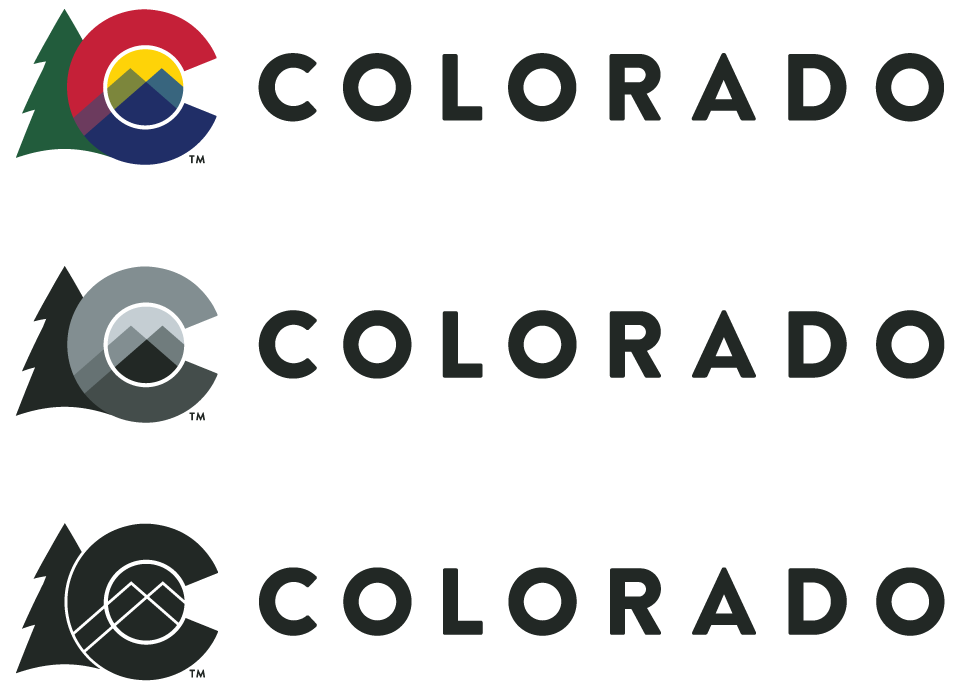 IDS brand element examples of the horizontal logo for color, grayscale, and black and white.