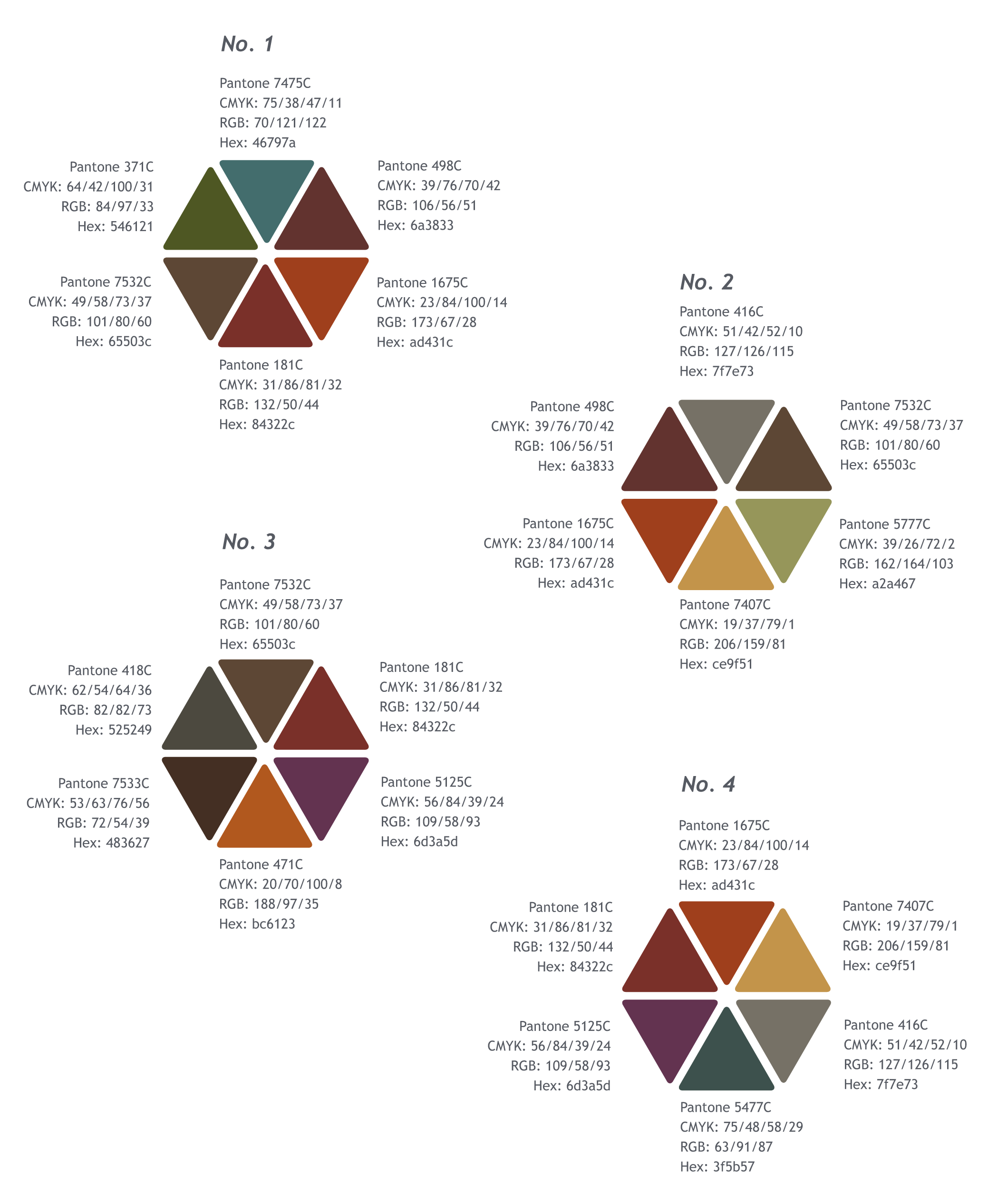 Brand Department Accent Palette (Nature/Earth Tones) No. 1 through palette No. 4.