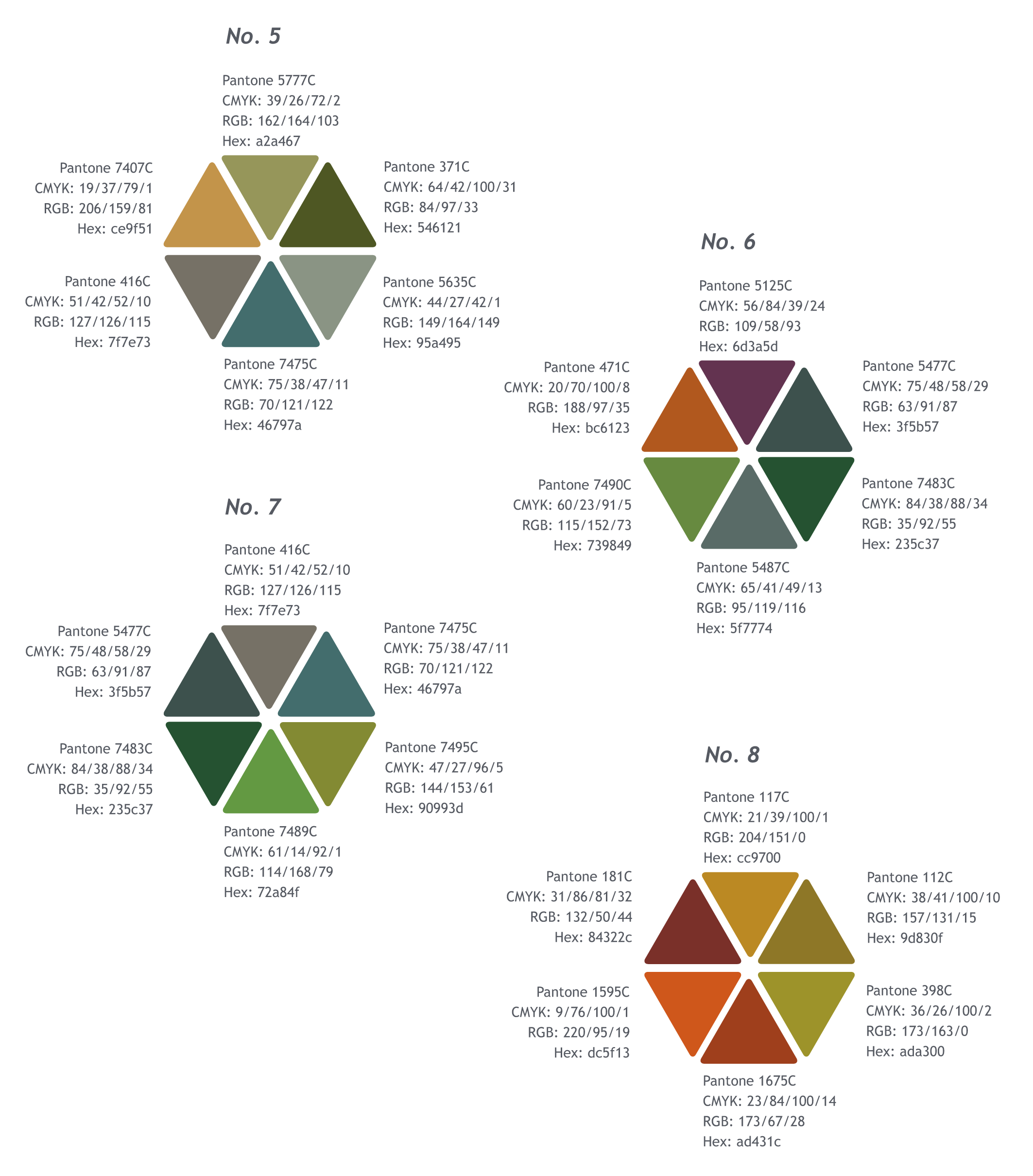 Brand Department Accent Palette (Nature/Earth Tones) No. 5 through palette No. 8.