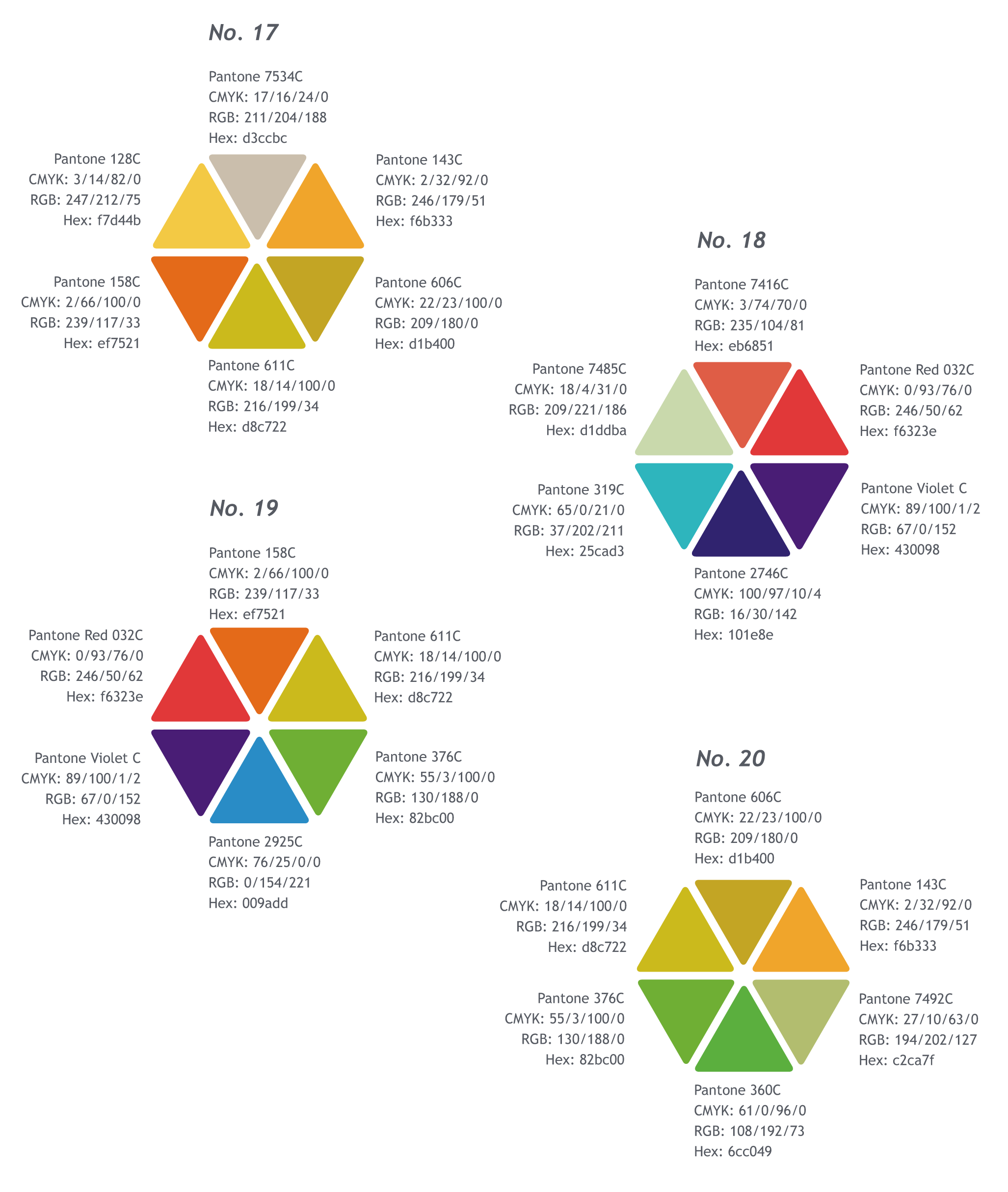 Brand Department Accent Palette (Innovation/Vibrant Tones) No. 17 through palette No. 20.