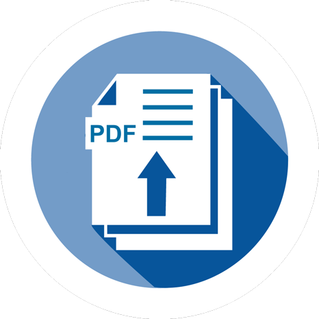 Round blue and white icon button for Scanning services