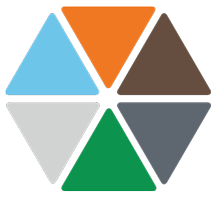 Six triangular color chips arranged in a wheel