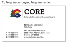 An image of a sample business card for the IDS Business Card Ordering Layouts for C, Program Acronym, Program Name layout.