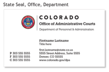 An image of a sample business card for the IDS Business Card Ordering Layouts for IDS Business Card Ordering Layouts for State Seal, Office, Dept  layout.
